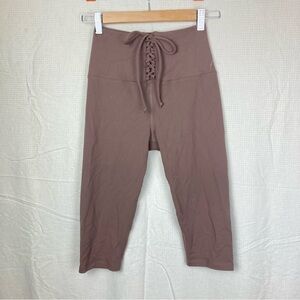 Year of Ours Cameron Capri Lace-up Leggings Cocoa S